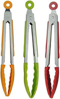 7" Mini Silicone Kitchen Tongs, 3 Pack