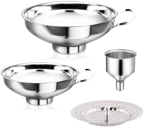 Canning Funnel with Strainer, Food Grade Funnel for Kitchen Use, Metal