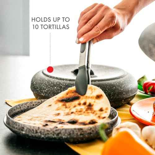 Dexas Tortilla Warmer 8.5x8.5 x 2.5 Inches, Microwavable Tortilla