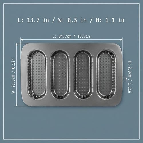 2-Pack Nonstick Carbon Steel Baguette & Hot Dog Bun Baking Pan