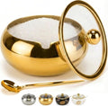 15OZ Sugar Bowl with Glass Lid and Spoon, Sugar Container of Coffee