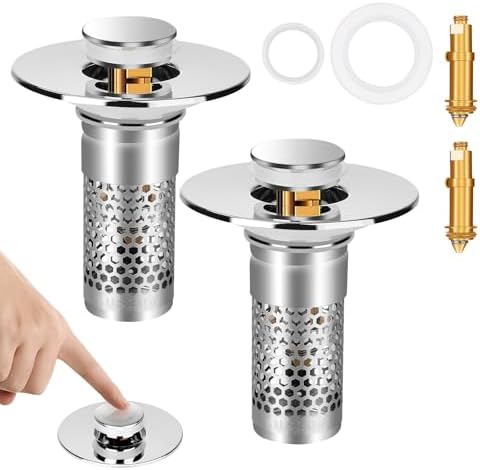 Adoric Bathroom Sink Stopper 2Pack, Sink Drain for Bathroom Pop Up