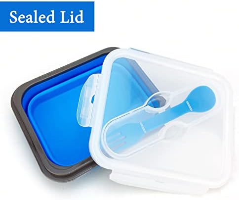 Small Silicone Collapsible Snacks Container with lid and 2 in 1 Spoon