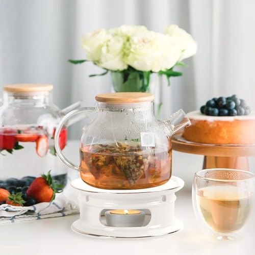 KAYCROWN Teapot Warmer, Ceramic Tea Warmer with Tealight Holder