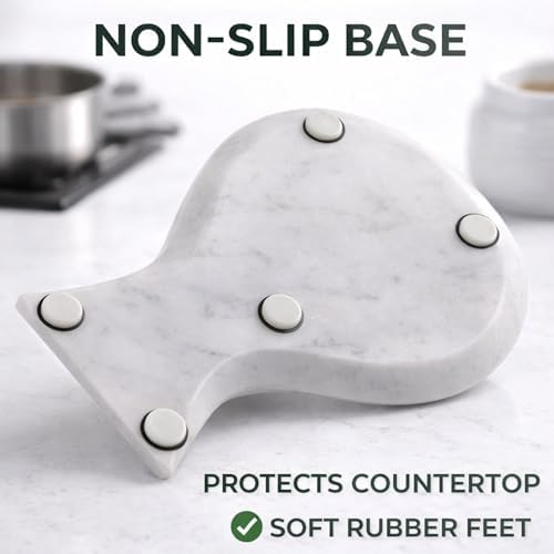 Handmade Marble Spoon Rest, Big White