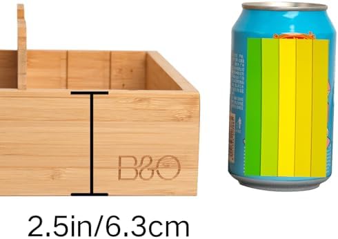 Natural Bamboo Storage Tray with 5 Custom Dividers, Deep Drawer