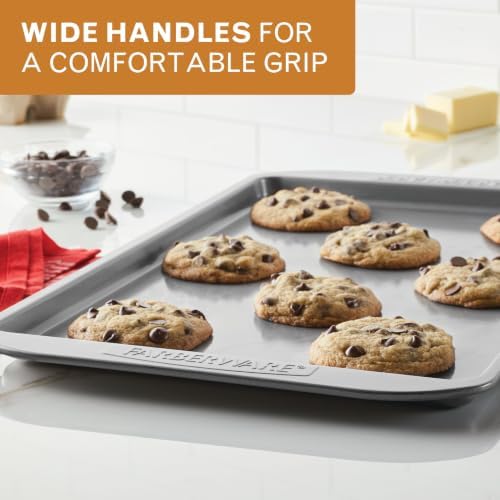 Farberware Nonstick Bakeware 3-Piece Cookie Pan Set for Baking, Gray