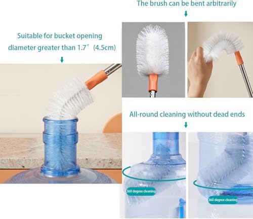 2-Pack Bucket Brush, Kettle Brush, Cleaning Extra Long Bottles, Gallon