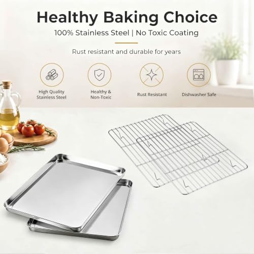 Onader 9x13IN Stainless Steel Quarter Cookie Sheet Pan with Wire Rack