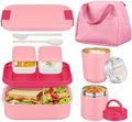 Large Bento Lunch Box Set for Adults Kids Women with 10.5oz Soup