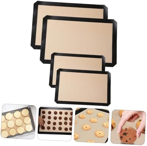 4pcs Non-stick Silicone Baking Mats Set, Black Macaron Oven Sheets