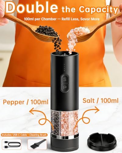Aotto 2-in-1 Electric Salt and Pepper Grinder Set
