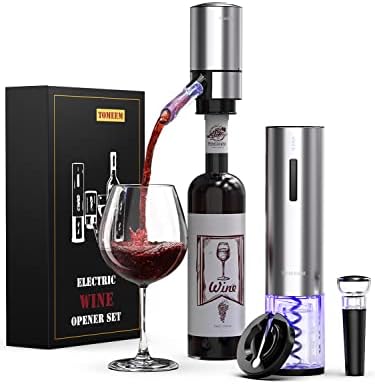 Rechargeable Electric Wine Gift Set - Aerator, Vacuum Stoppers, Foil