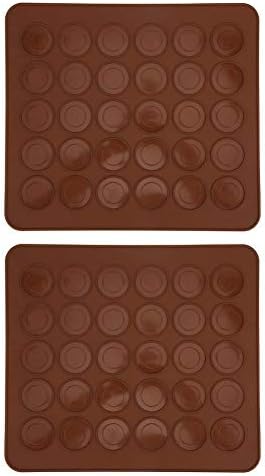 Haofy Silicone Macaron Mats, 2x30-Grid Non-Stick Baking Brown