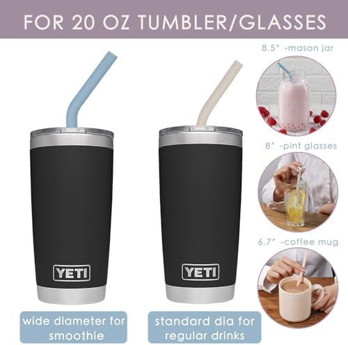 4-Size Reusable Silicone Straws with Travel Keychain Cases-Portable