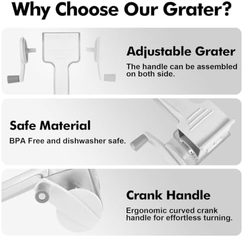 GDL Rotary Parmesan Cheese Grater, Hand Crank