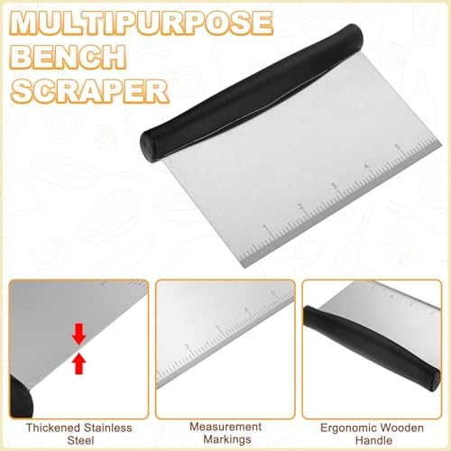M METERXITY Multipurpose Bench Scraper, 6.3 Inch Stainless Steel Dough