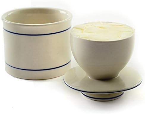 Norpro Glazed Stoneware Butter Keeper,White
