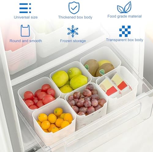 6 PCS Fridge Organizer Bins, Refrigerator Side Door Storage Box
