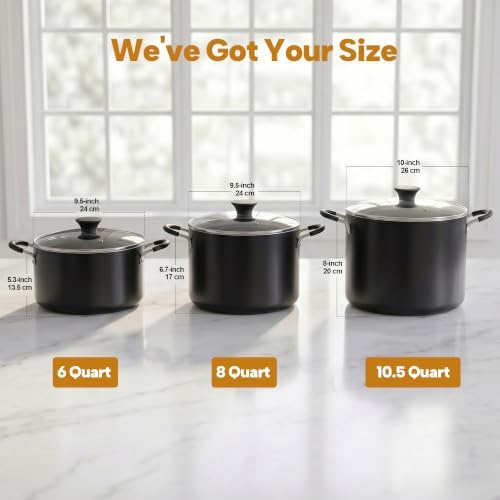 Cook N Home 6 Quart Non Stick Stock Pot with Lid, Large Pots for