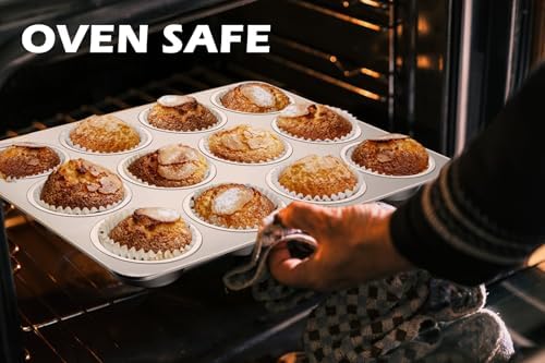 Leonyo Non-Toxic Stainless Steel Muffin Pan Metal Cupcake Pan 12 Cup
