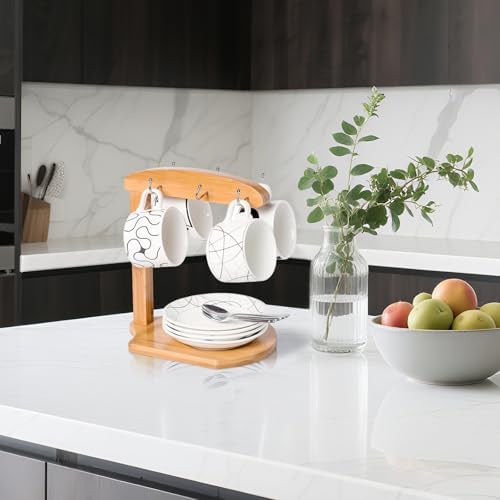 Coffee Mug Tree - Bamboo Mug Holder Hanger Stand for Countertop with