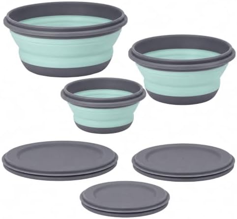 3-Piece Collapsible Silicone Bowls with Lids for Camping
