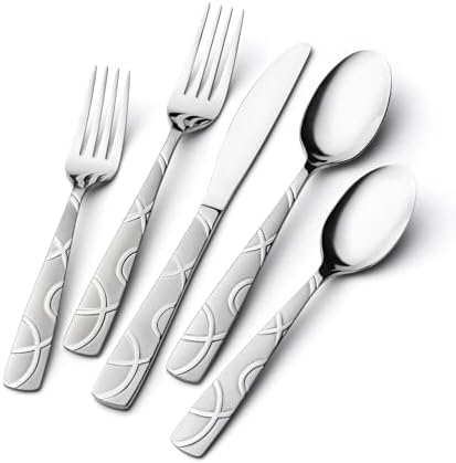HIKAA 20PCS Silverware Set Service for 4,Premium Stainless Steel