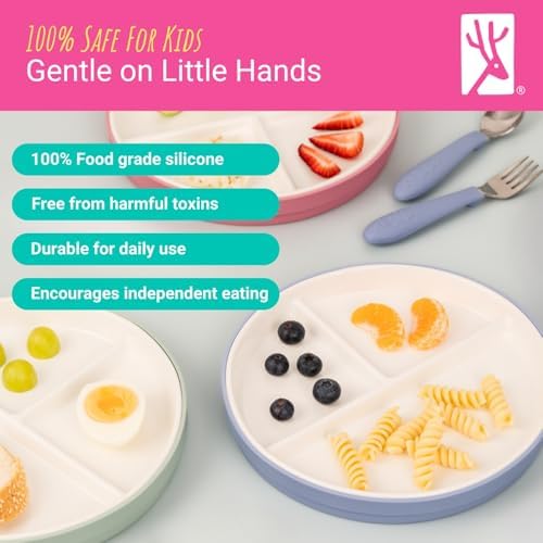 Elk and Friends Kids/Toddler 7.8" Porcelain Divided Plates + Sleeves