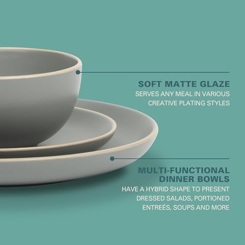Gibson Home Rockaway 12-Piece Stoneware Dinnerware Set, Matte Finish