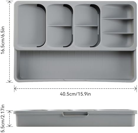 Expandable Silverware Organizer Tray, Adjustable Utensil Holder