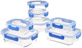 Amazon Basics Set of 7 Glass Food Storage Containers, Clear