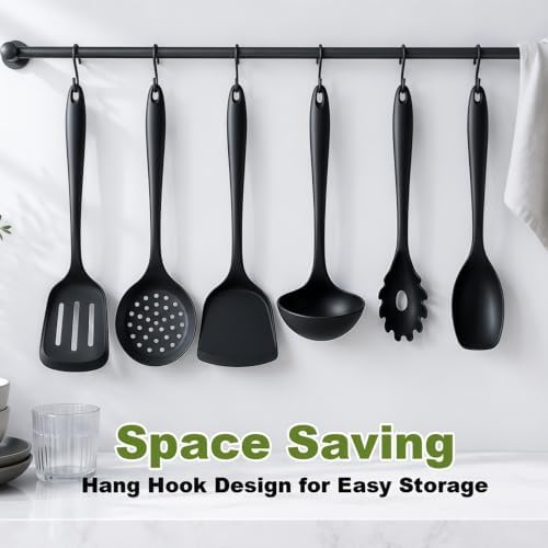 6 PCS Silicone Kitchen Utensils Set, Black