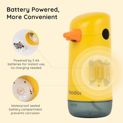 Besdor Automatic Foaming Soap Dispenser, Yellow Duck Touchless for