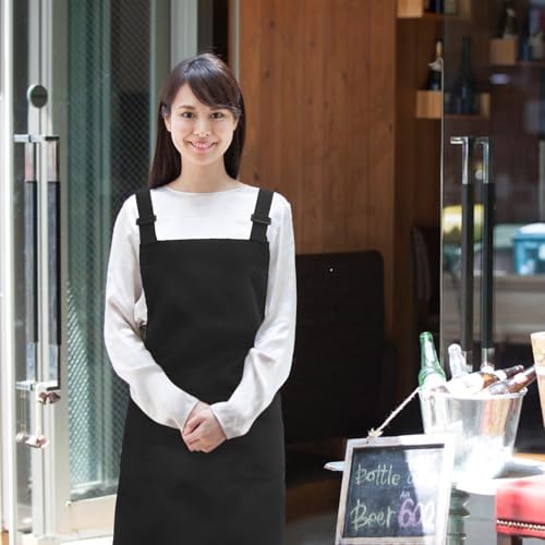 Adjustable Women Kitchen Apron with Spacious Front Pocket Cross Back