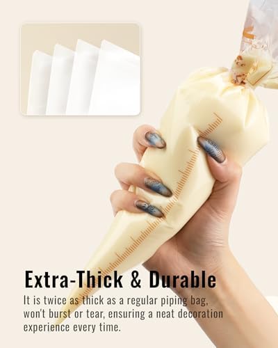 Bake Choice 16 Inch Large Piping Bags, 100 Thickened Disposable Pastry