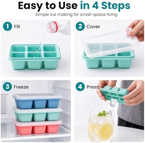 Mini Ice Cube Trays for Freezer, 3 Pack Small Ice Cube Trays with