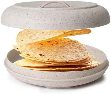 Dexas Durable Microwavable Tortilla Warmer XL 9.5 Inches, Natural Oat