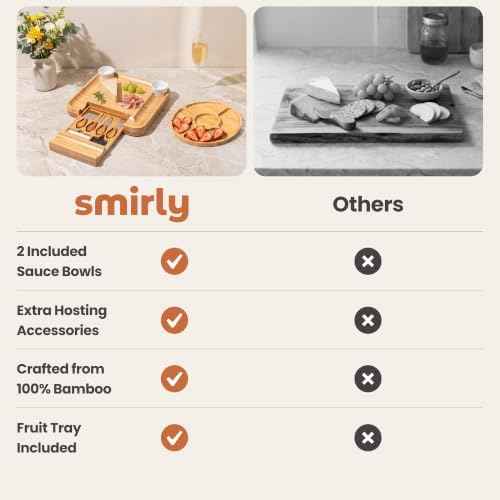 SMIRLY Charcuterie Board Set with Serving Accessories, Bamboo
