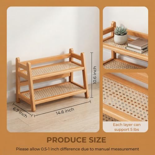 2-Tier Coffee Station Organizer, Bamboo Coffee Cup Holder for Counter