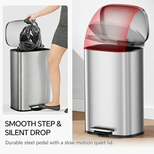 Kitchen Trash Can Combo Set, 13 Gallon and 1.6 Gallon
