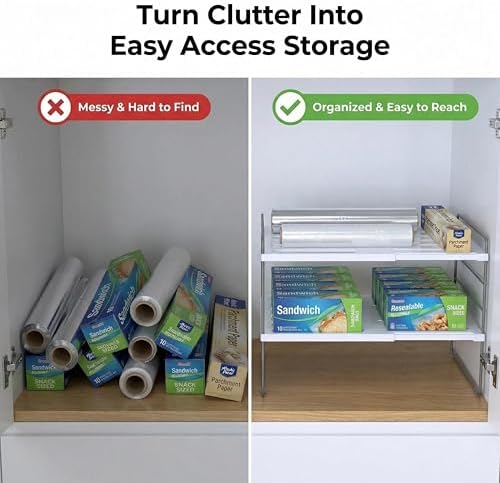 YAN & HIN Kitchen Cabinet Organizer, Expandable Kitchen Aluminum Foil