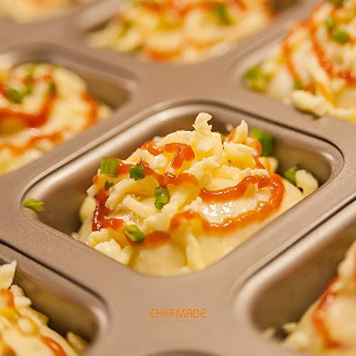 CHEFMADE Brownie Cake Pan, 12-Cavity Non-Stick Square Muffin Pan