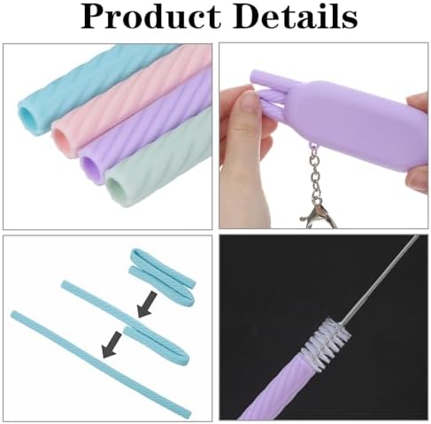 4 Set Portable Straw, Travel Straws Reusable with Case