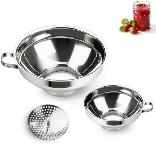 Canning Funnel with Strainer, Wide Mouth Funnels for Filling Wide and