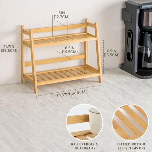 ANBOXIT Bamboo Matcha Station Organizer, 2 Tier