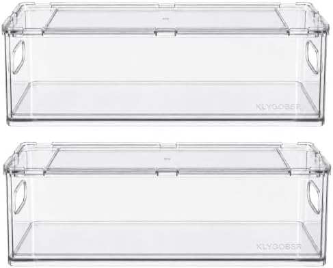 2 Pack Fridge Drawer Pull Out Stackable Bins, 13.4 x 5 x 4.3 in