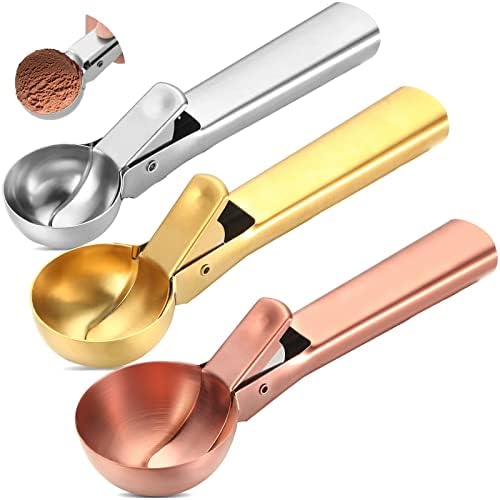 Skylety 3 Pcs Ice Cream Scooper,Rose Gold, Gold, Stainless Steel Color