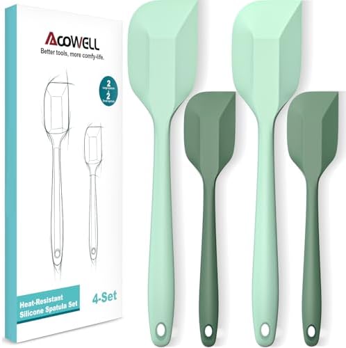 4 Pieces Silicone Spatula Set, Premium Heat Resistant Rubber Spatula