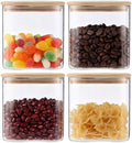 4-Pack Square Glass Containers with Bamboo Lids, 24 fl oz
